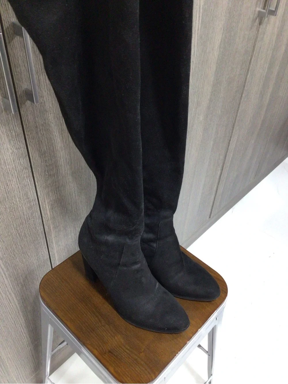 Marc Fisher Black Over-The-Knee Pointed-Toe Zip Boots